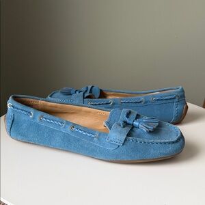 Talbots Suede driving moccasins soft moc-stitched toe distinctive braided detail